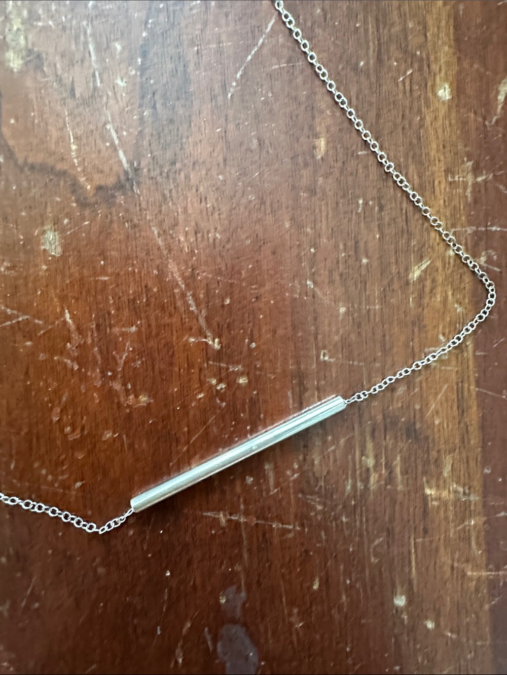 Avon Silver ‘Balance’ Bar Pendant Necklace - Sleek Silver Tone